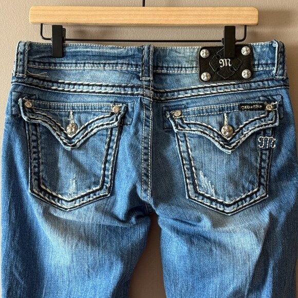 Women's 30 Miss Me Skinny Metallic Thread Denim Jeans Low Rise - Picture 5 of 12